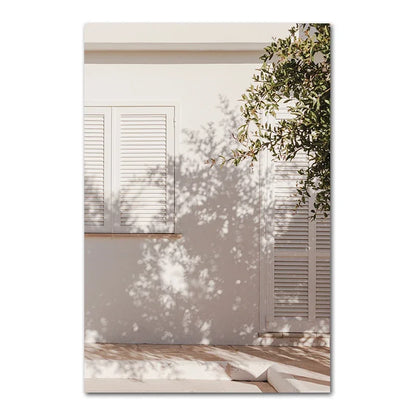 Scandinavian Simple Bohemian Wall Art Spanish Architecture Green Leaves Reeds HD Canvas Painting Poster Print Home Decor Gift