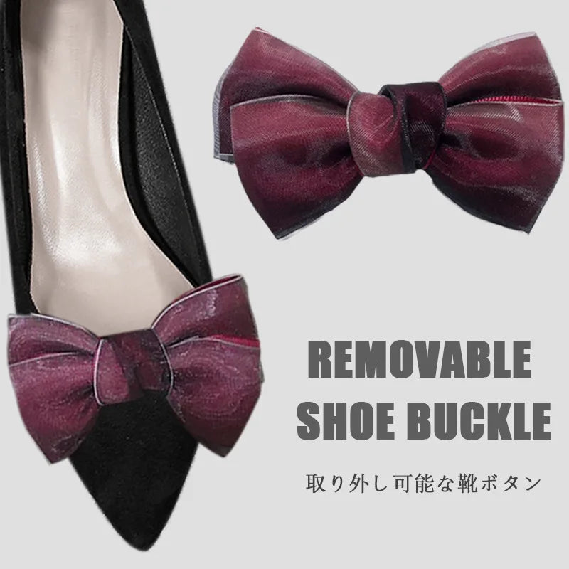 1 Pc Accessories High Heel Gauze Removable Charm Buckle Shiny Clips Shoe Decorations Clip Bow Ribbon