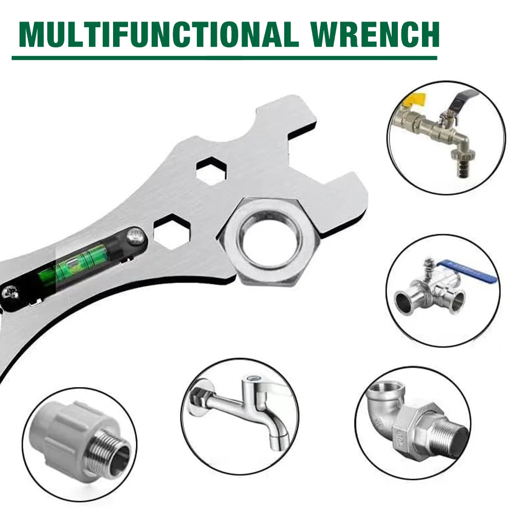 Specialized Wrench For Shower Faucet, Faucet Wrench With Level, Pipe Wrench, Multi-purpose Bathroom Level Wrench, Leveling Tool