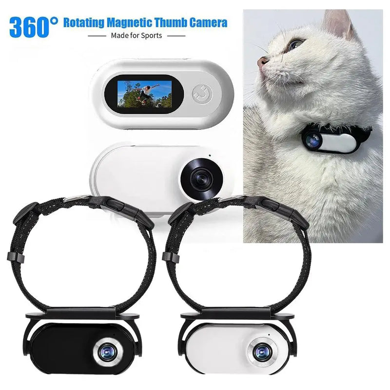 Action Camera Pet Collar Mini Camera Lightweight 0.96in HD Rechargeable Cam for Cat Outdoor Wide-angle Records Video Accessories