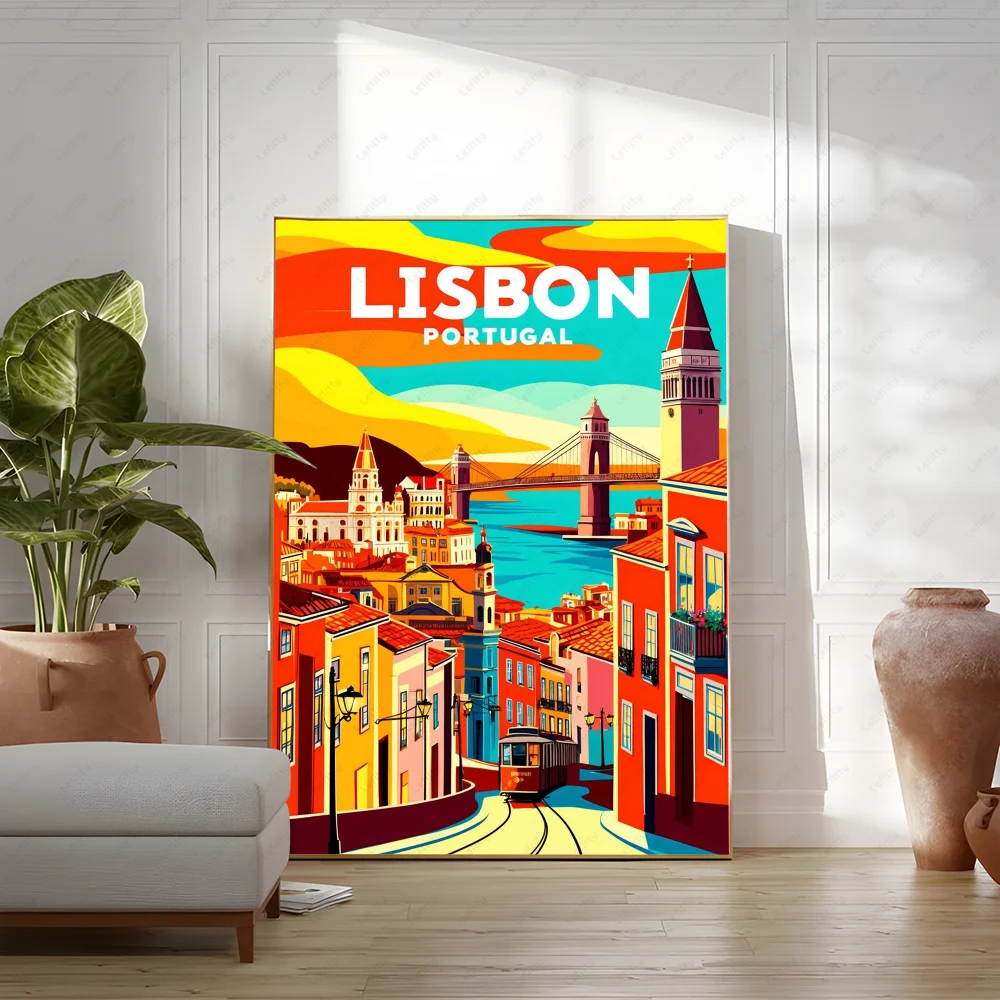 Pictures Portugal Painting Poster Room Decor Home Decoration Interior Wall Art Printing Waterproof Bathroom BedRoom Posters Gift
