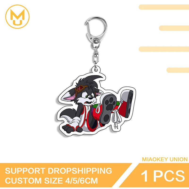 Furry Wolf Fashionable Eye Catching Lively Edgy Acrylic Keyring Charming Adorable Exquisite Anime Jewelry Accessories Gifts