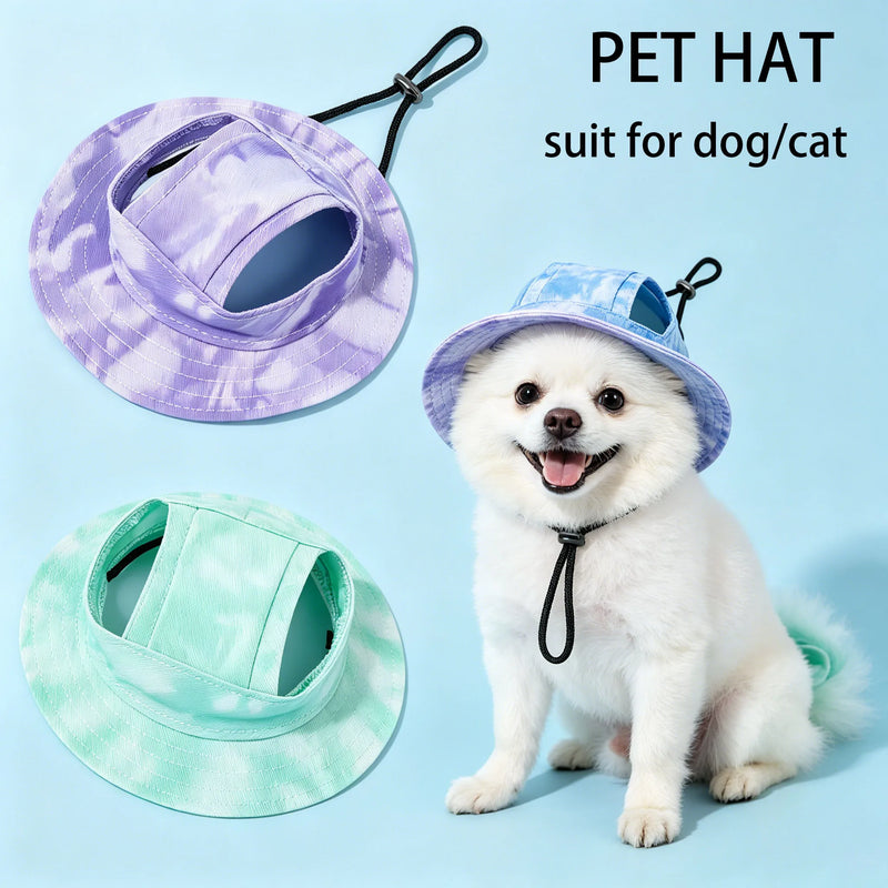 Pets Hat with Ear Holes Adjustable Baseball Cap for Medium Small Dogs Summer Dye Cats Sun Cap Pet Outdoor Hat Pet Supplies