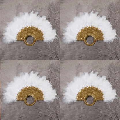 An elegant feather fan, pure white feather decoration, romantic fan, the perfect choice for photography props
