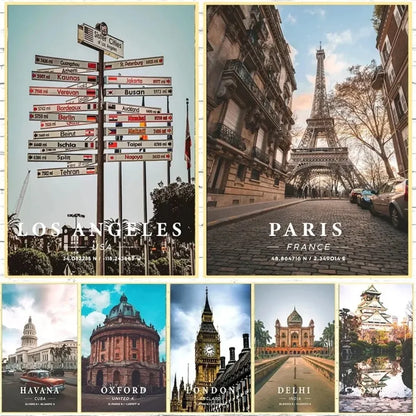 Nordic Pop Travel City Landscape Posters Oxford Paris Decorative Prints Wall Art Canvas Pictures for Living Room Decor Paintings