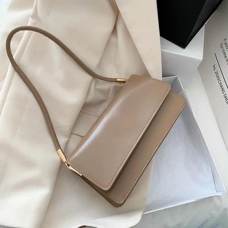 New Women's Fashion Handbags Retro Solid Color PU Leather Shoulder Underarm Bag Casual Women Hobos Handbags сумка женская Trend