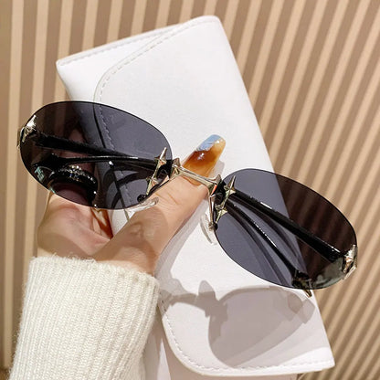 2026 New European and American Sunglasses, INS Style, Frameless Oval, High-End Fashion, Vintage Trendy Hit, Y2K Korean Version