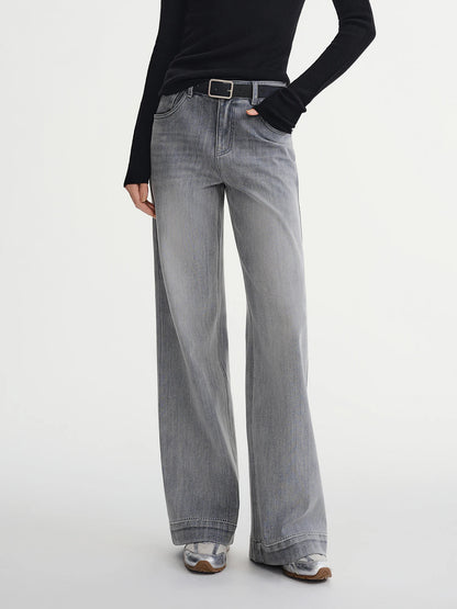DUSHU Plus Size Women's Perfect Stretch High Waist Straight Leg Jeans Autumn Winter 2025 New Casual Comfort Trousers Pants