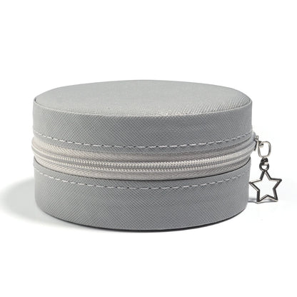 1 Pc PU Leather Jewelry Box Round Jewelry Organizer Case Multicolor Portable Necklace Earrings Rings Display Mini Storage Box