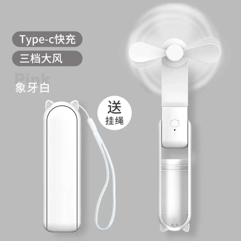 Portable Mini Fan, USB Rechargeable, 3-speed Adjustable, Foldable Handheld Fan, Suitable for Women, Travel, Outdoor Use