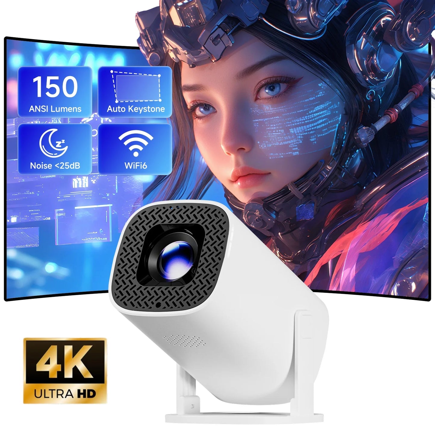 P30 PRO Home Theater Projector Android 11 WiFi 6 Native 720P Built-in Speaker Portable Outdoor Cinema Projector