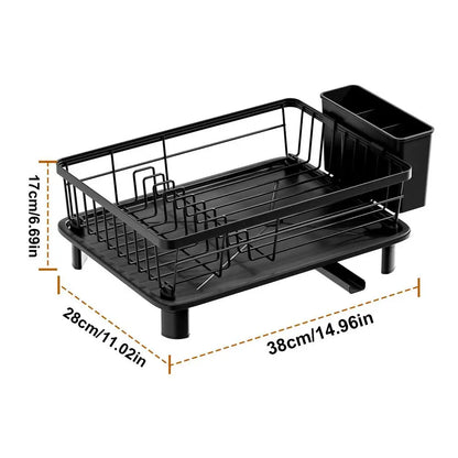 Dish Drying Rack Space-Saving Dish Rack Large Capacity Dish Rack With Removable Drainboard Cutlery Cup Holders And For Sink