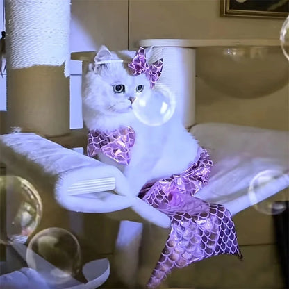 Pet cat mermaid clothing funny styling shooting props swimsuit bikini clothing human tail clothing