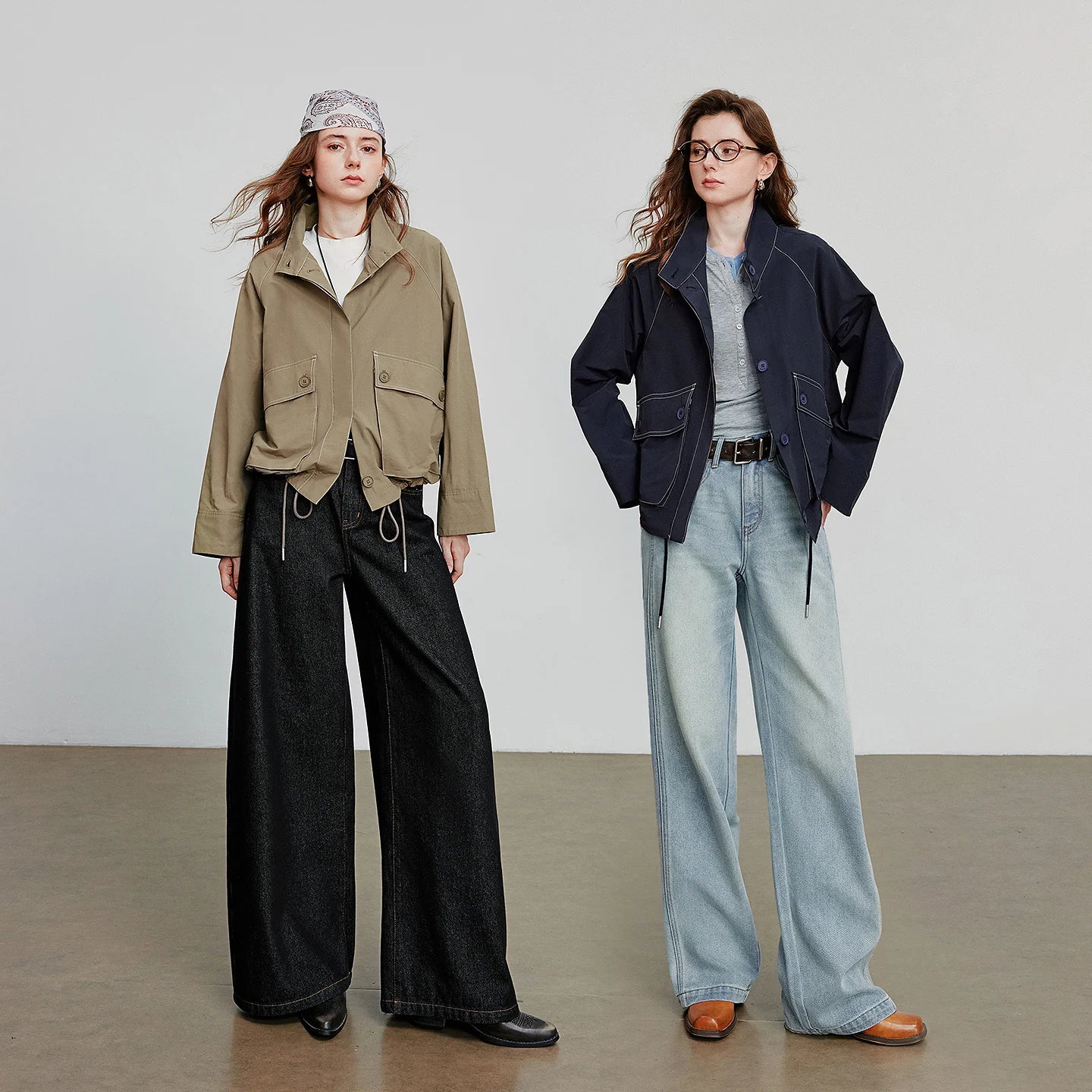 TOYOUTH Women Jacket Coat 2025 Autumn New Barn Style Workwear Large Pocket Stand up Collar Single Breaste Button Outwear Coat
