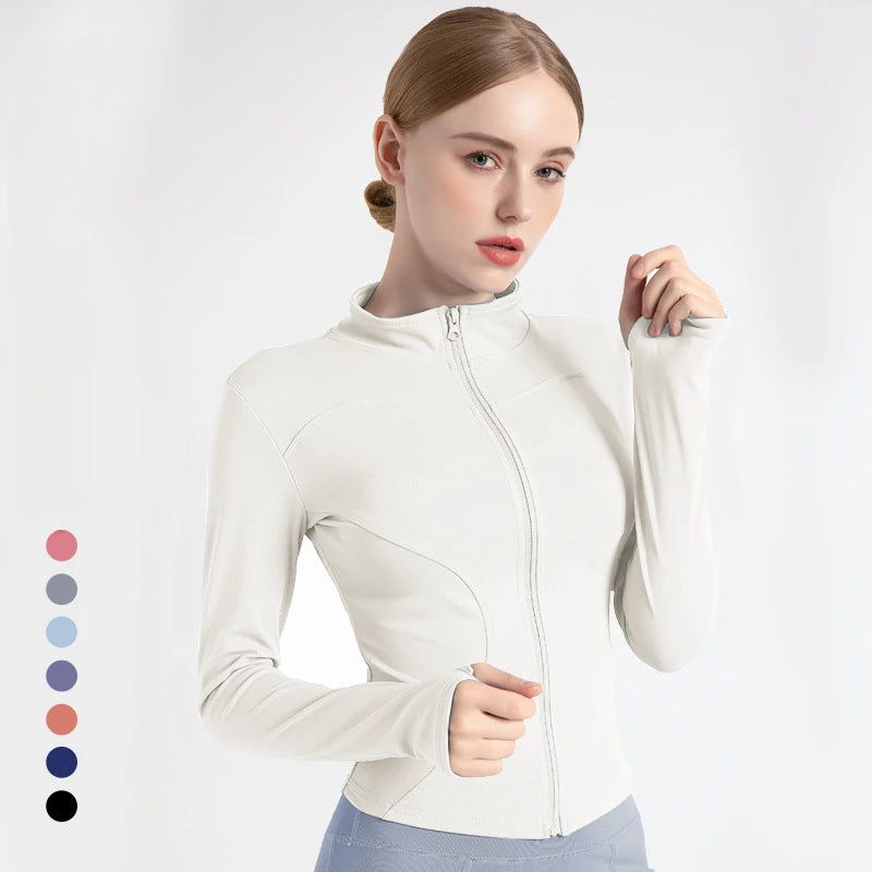 2026 Spring and Summer New Women's Fitness Jacket Quick-drying Collar Yoga Clothes Long-sleeved Breathable Sports Cycling Top