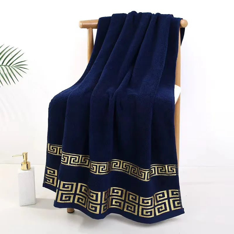 Large 140x70cm Bath Towels Cotton Thick Shower Towel Cover Embroidered Gift Sport Colors - Blue White Brown Black Green Grey