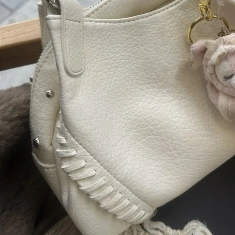 JIAERDI Hot Girls White Shoulder Bags Purse Women Fashionable Sweet Cute Underarm Bag Female Vintage Y2k Handbag Wallet 2025 New