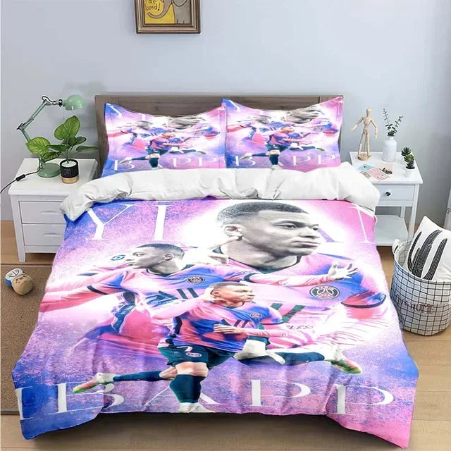 Fashion Football M-Mbappe Digital Printing Bedding Set Duvet Cover Comforter Bed  Youth Kids Girl Boys Birthday Gift