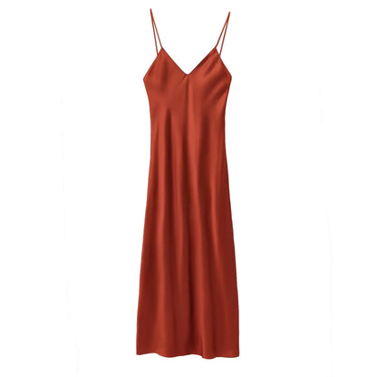 KONDALA Fall Women Sexy Stain Long Dress Thin Strap Backless Slim Long Dress New 2025 Fashion Summer  Party Long Slim Dress