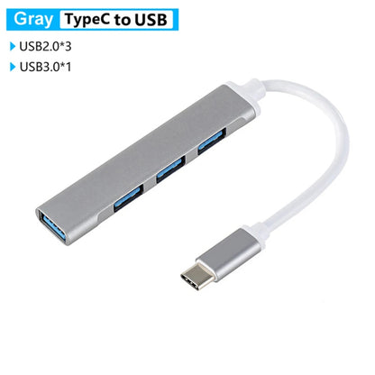 4 Ports USB 3.0 Adapter USB3.0 HUB 3 0 5Gbps High Speed Multi USB-C Splitter for Lenovo Macbook Pro PC Accessories USBC