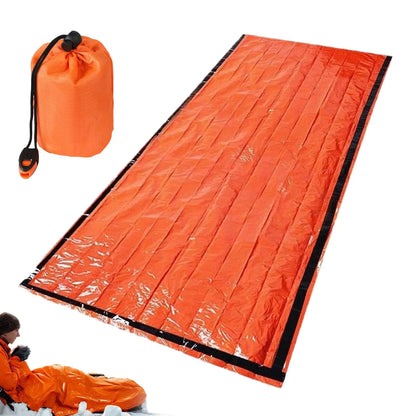 Survival Sleeping Bag Compact Ground Mat with Whistle Outdoor Camping Gear Sleeping Bag for Hiking Extreme Weather Fishing