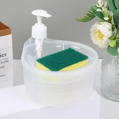 Soap Dispenser Bottle With Sponge for Detergent Liquid Kitchen Dish Soap Dispenser Kitchen Sponge Dispenser Manual Soap Pump