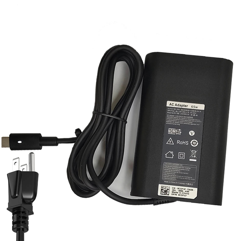 65W USB-C Type C Laptop Charger for Dell Latitude 7275 7370 5420 5285 5290 5520 XPS 13 9250 9360 9365 9370 9380 9350 9550 02YK0F