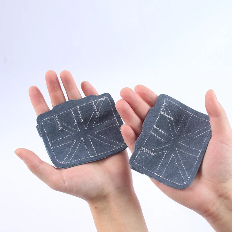 1 Pair Cowhide Bodybuilding Gym Gloves Four-finger Palm Protection Anti-slip Wear-resistant Fitness Sports Training Palm Guard
