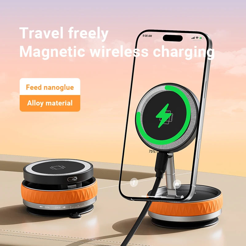 Magnetic Wireless Charger Foldable Car Phone Holder 15W Fast Charging Car Charger Holder For iPhone 16 15 14 13 Car Mount