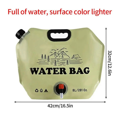 Outdoor Hiking Camping Water Bag with Faucet Camping Supplies Folding Water Bucket Bag 8L Large Capacity Portable