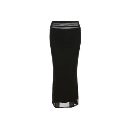Sylcue Black Simple All-match Casual Commuter Summer Street Travel Cool Youth Vitality Tight Sexy High-elastic Women's Skirt