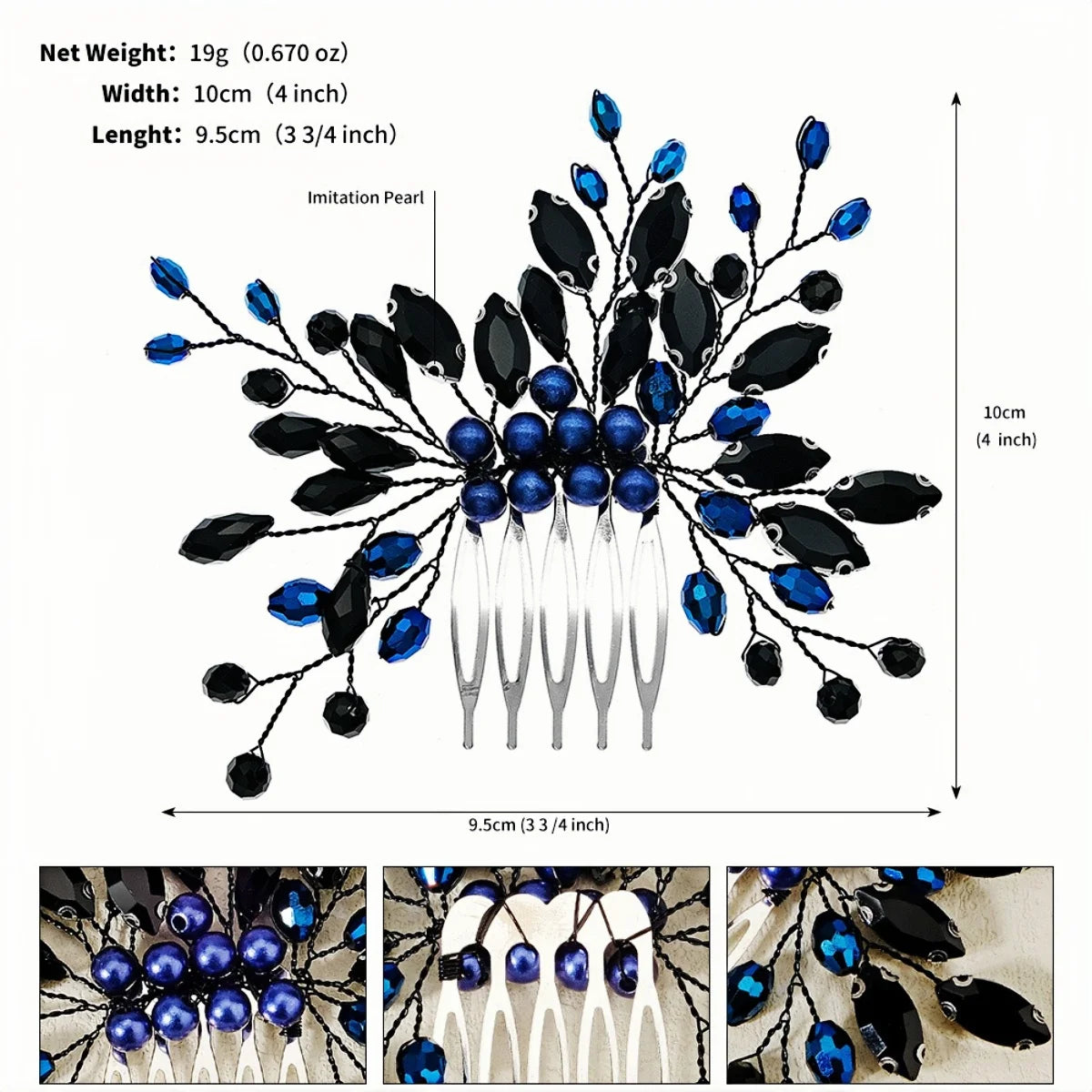 Dark Style Bridal Hair Comb Black Series Wedding Headpiece Hair Accessories Fashionable Holiday Halloween Party Gifts For Women