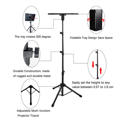 Universal Projector Tripod Stand 160cm Fit 10KG Projector Stand Bracket Adjustable Tabletop Floor Projector Stand Bracket DSLR