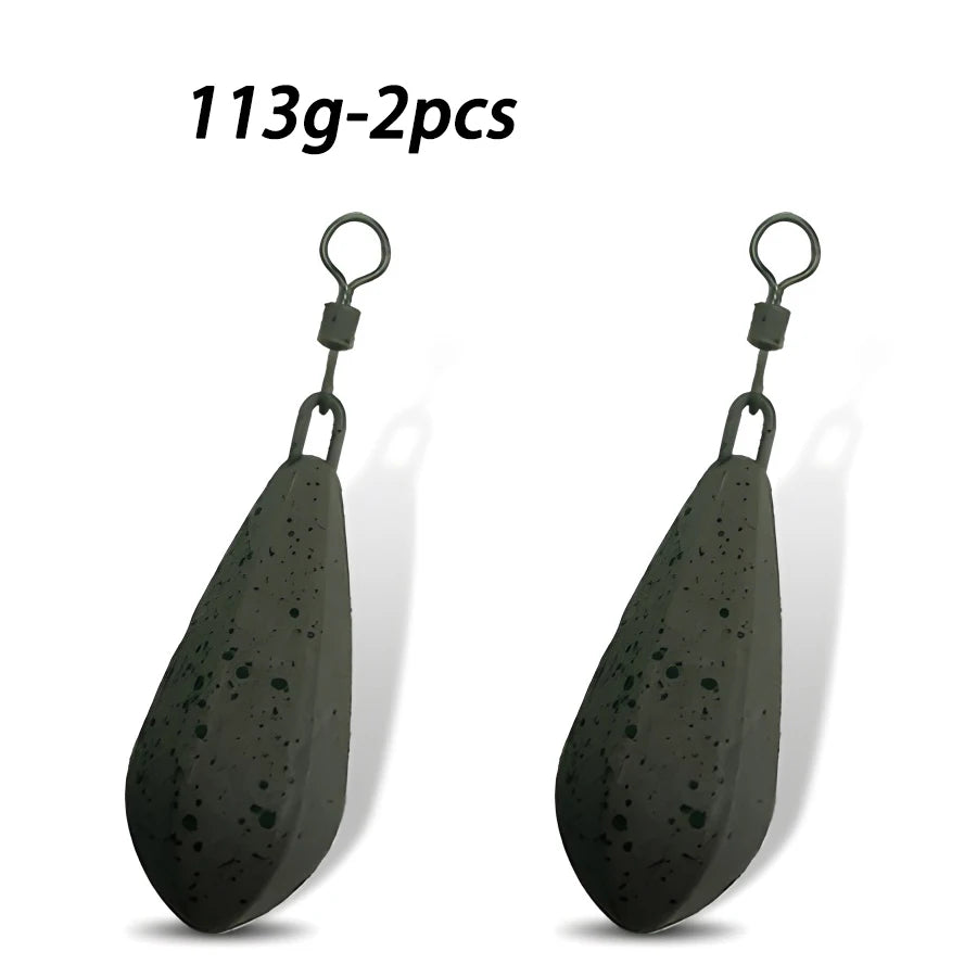2pcs Carp fishing lead weight has 56g/71g/85g/99g/113g carp fishing weight. Pendant allows for quick replacement of lead