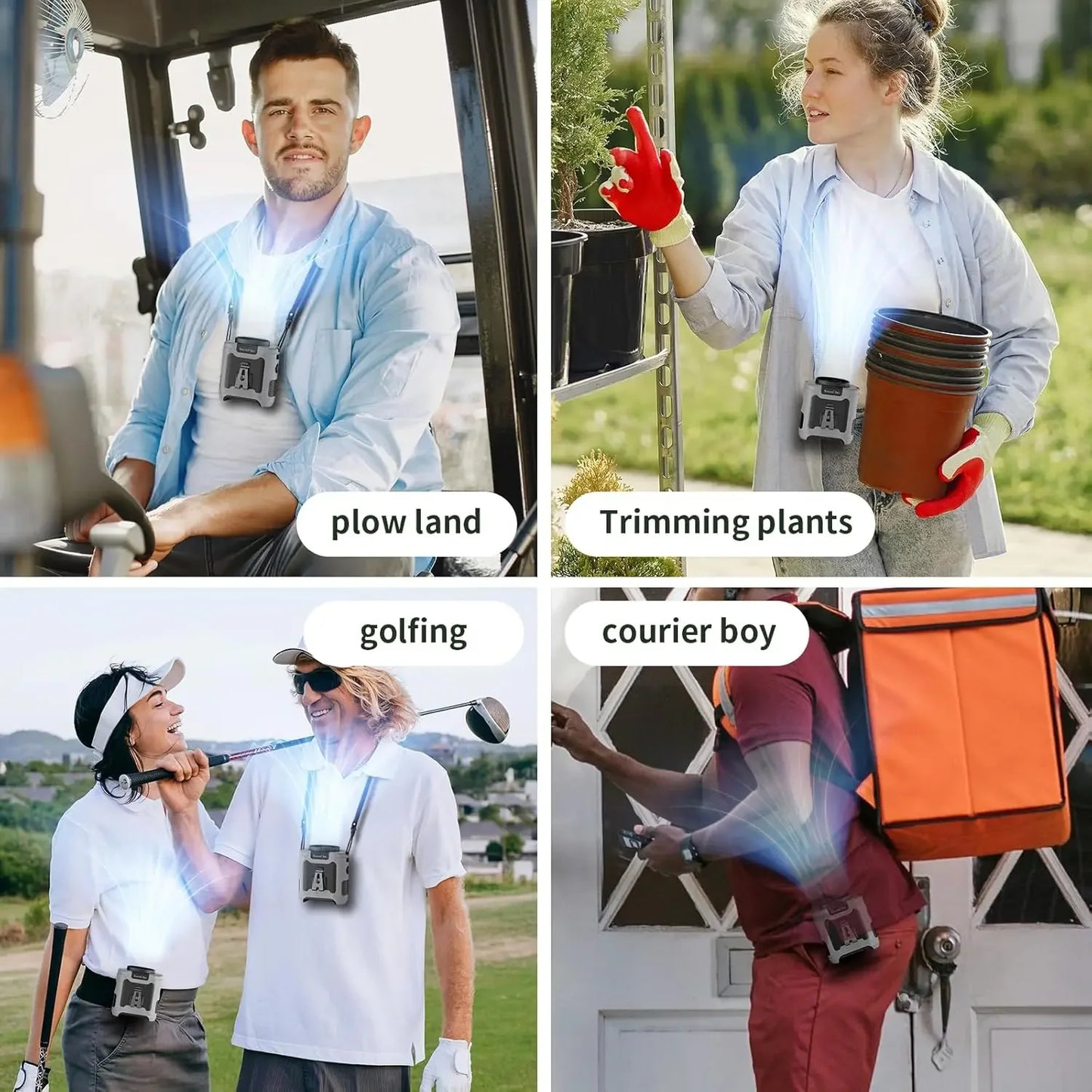 Socoolfan Waist Fan Hanging Outdoor Portable Neck Fan 5/10 Speed Strong Wind for Sports Courier Outdoor Working  10000/20000mAh