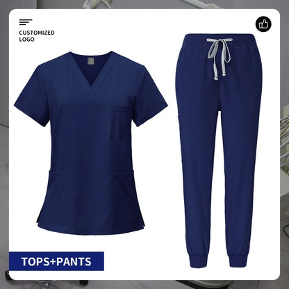 Pet Grooming Institution Surgical Workwear Scrubs Medical Nursing Uniform Customizable Logo Hospital Jogger Clothes with Pocket