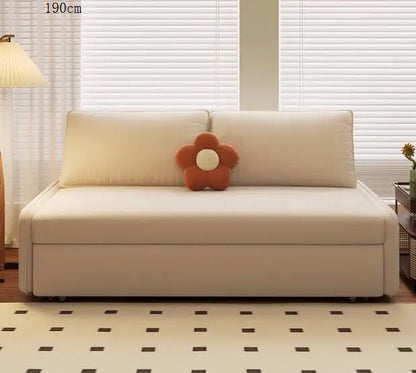 Modern simple solid wood sofa bed foldable for sitting and lying