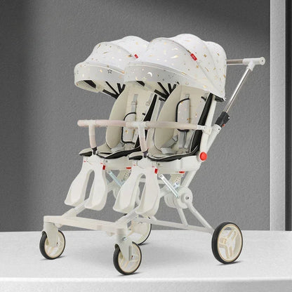 Twin strollers for two children Two seats Lightweight folding stroller Multifunctional stroller can sit and lie down