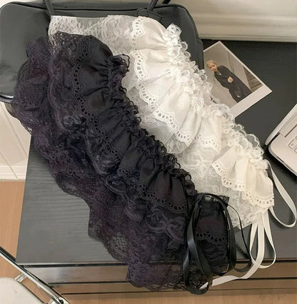 New Trendy Women Y2K Korean Lace Mini Layered Skirt Streetwear Lace Up Ruffles Summer Harajuku High Waist Pleated Skirts Clothes