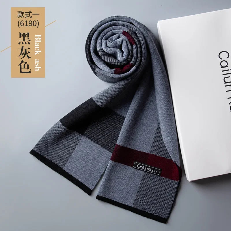 High Quality Wool Men Scarf Autumn Winter Classic Business Thermal Muffler Male Soft Korean Version Long Thick Warm Shawl No Box