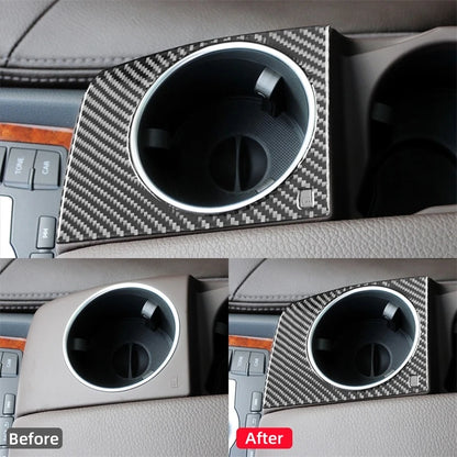 For Audi Q7 2007-2015 Accessories Carbon Fiber Interior Car Central Armrest Box Water Cup Holder Decor Sticker Cover Trim Frame