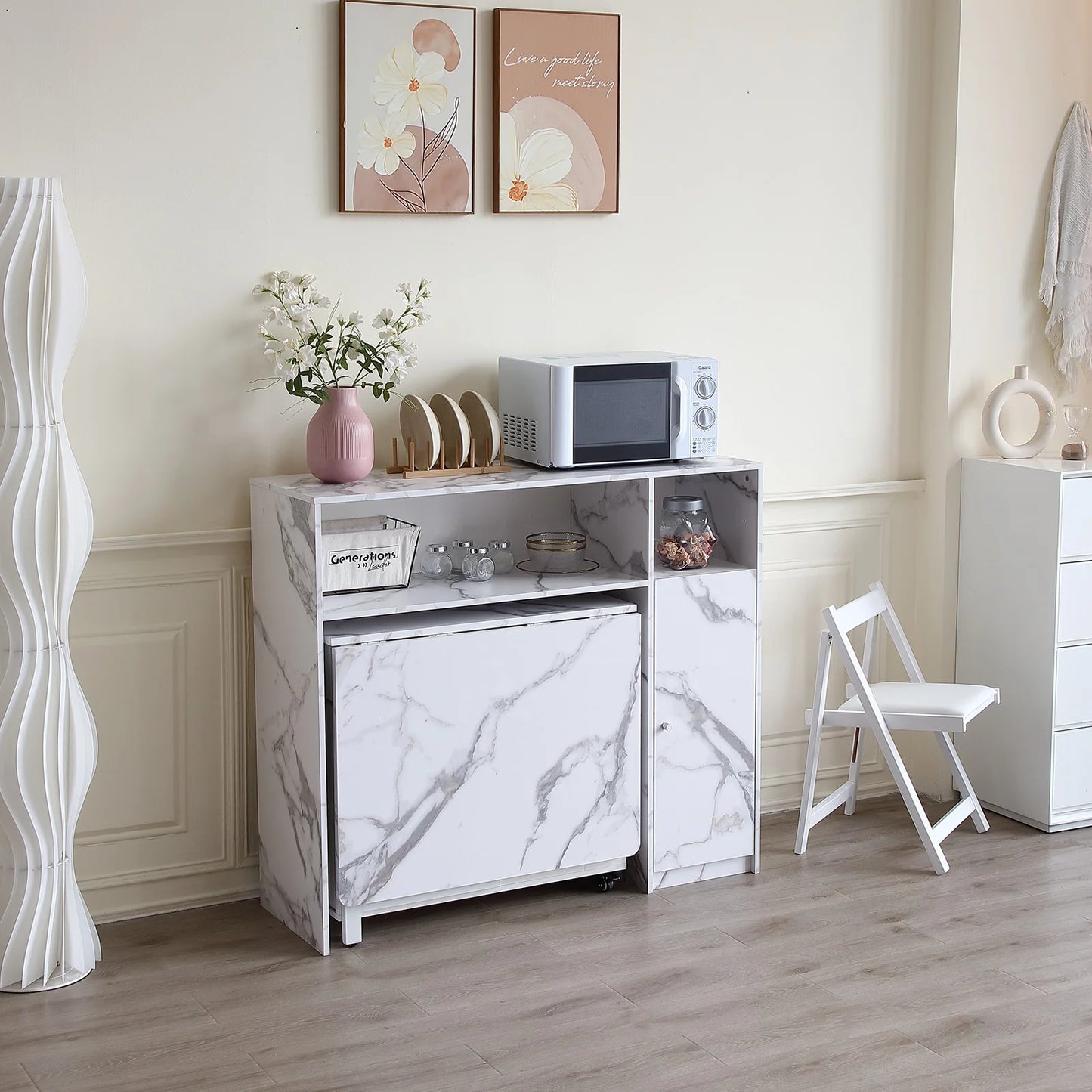 Buffet Cabinet with Storage, Sideboard for Storing Folding Table, Kitchen Storage Cabinet with Shelves, Modern Console Table
