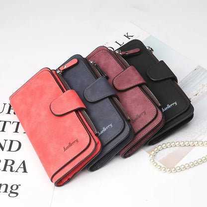 Baellerry Women's Long Wallet High Quality with Buckle Multiple Card Slots Mobile Phone Holder Hand-held Bag