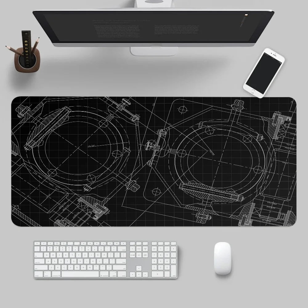 Mouse Pad Gaming Accessory Mechanical Drawings Home Large HD Mousepad XXL MousePads Natural Rubber Carpet Non-Slip Table Mat