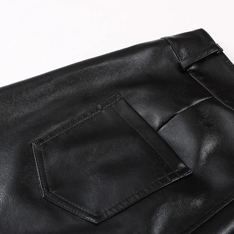ZUZK Fall Winter Women New PU Leather Sexy Skirt  Black Coffee Simple Elegant Short Bodycon Skirt Boot skirt 2024