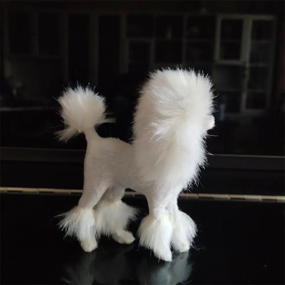 Plush Toys Home Decoration Crafts Gift Photography Props Desk Ornaments Simulation Dog Miniature Figurines Poodle Figurines