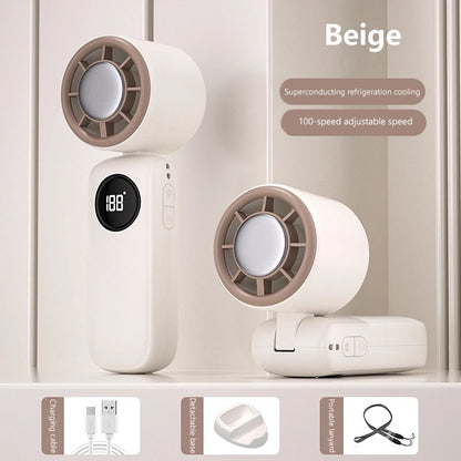 Portable Foldable Handheld Fan – Multi-functional, Multi-speed, Desktop Stand, Rechargeable for Travel/Office