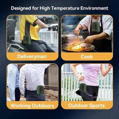 Portable Waist Fan 10000mAh with Power Bank LED Lighting Hanging Neck Fan 5 Speed Strong Airflow Cooling Fan for Outdoor Working