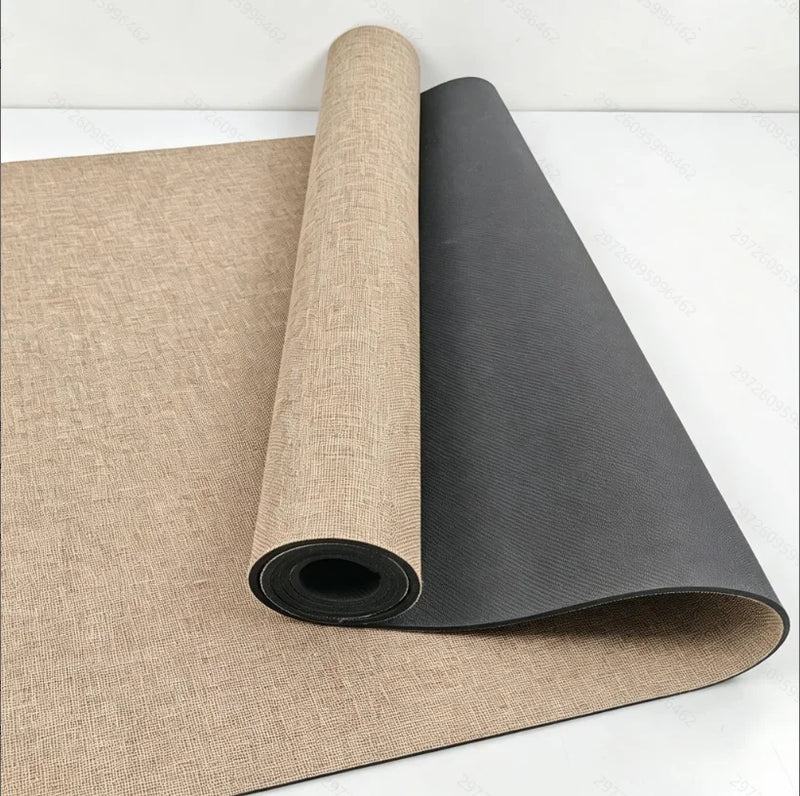 Organic Linen 5mm Natural Rubber Yoga Mat, Eco-Friendly Non-Slip, Shock Absorbing Quiet Workout Mat with Carry Strap