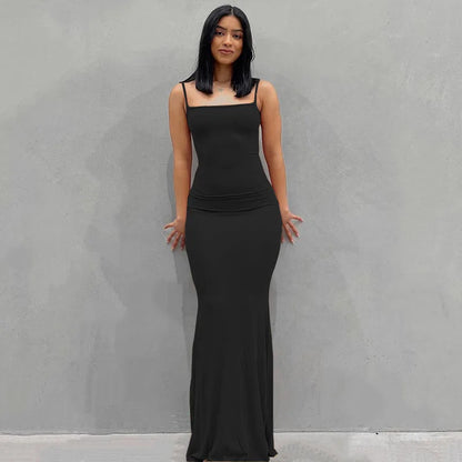 WUZIJING 2024 Satin Slip Sleeveless Backless Maxi Dress 2024 Y2K Summer Bodycon Elegant Sexy Outfits Ladies Birthday Party Club